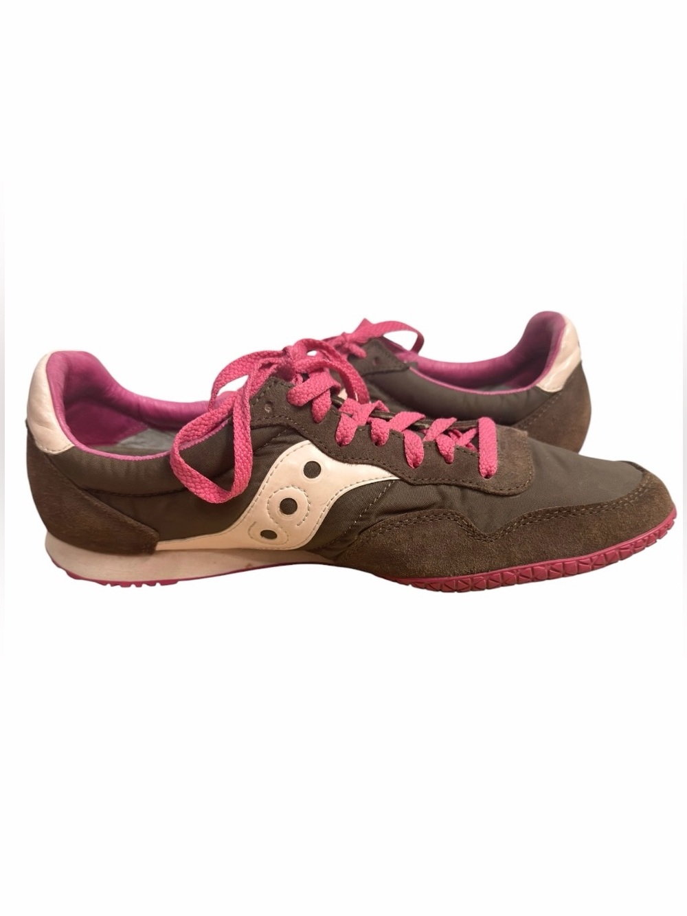 Saucony Bullet Sneakers Women’s 12 Brown Pink Suede Nylon Retro Low Top Running - Picture 6 of 10